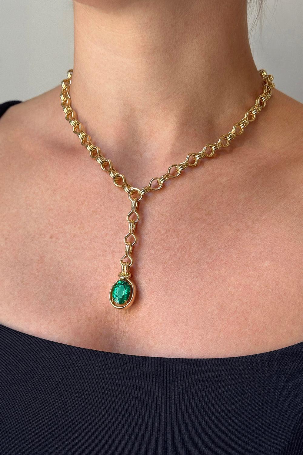 Emerald Rock Infinity Necklace-YELLOW GOLD-JEWELRYFINE JEWELNECKLACE O-MELISSA KAYE