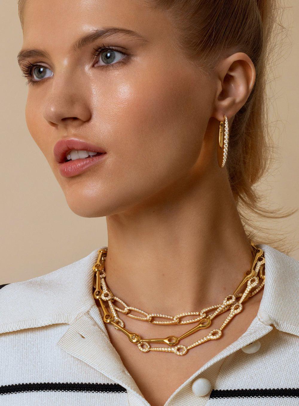 MELISSA KAYE-Lola Needle Linked Necklace-YELLOW GOLD