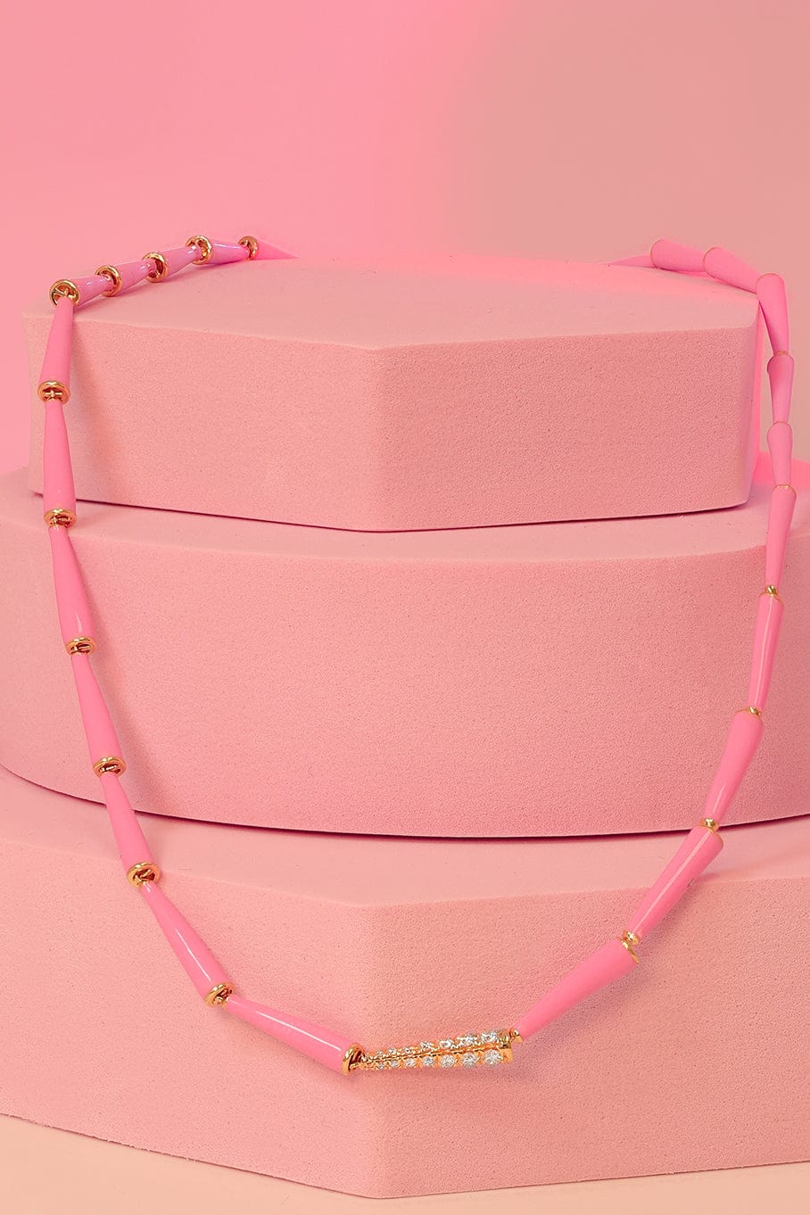 MELISSA KAYE-Marissa Pink Lola Linked Necklace-YELLOW GOLD