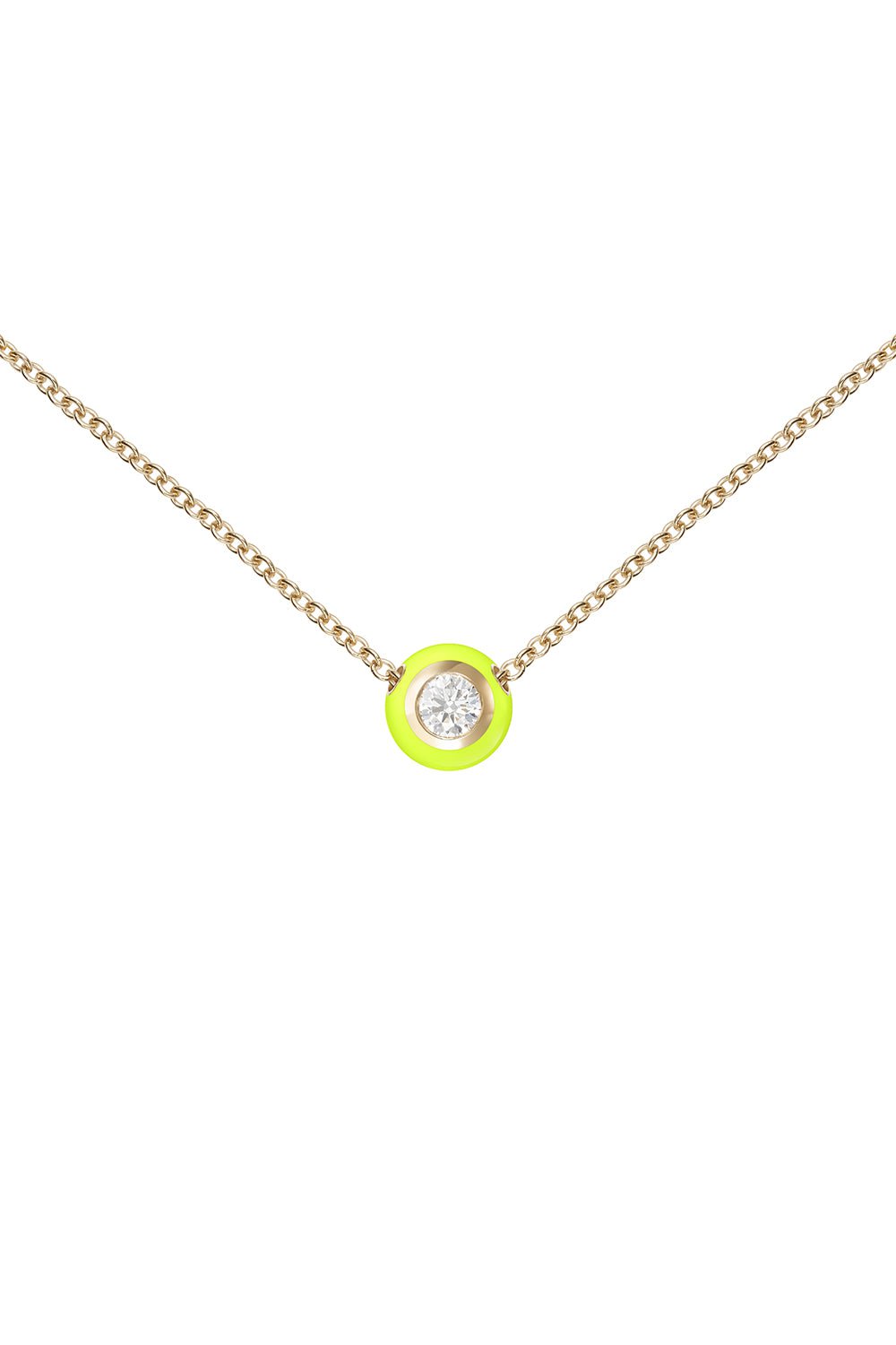 MELISSA KAYE-Small Neon Yellow Audrey Pendant Necklace-YELLOW GOLD
