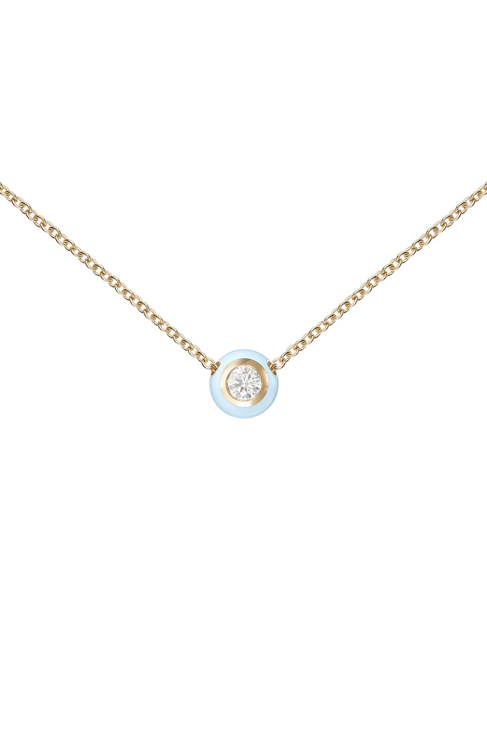 MELISSA KAYE-Small Pastel Blue Audrey Pendant Necklace-YELLOW GOLD