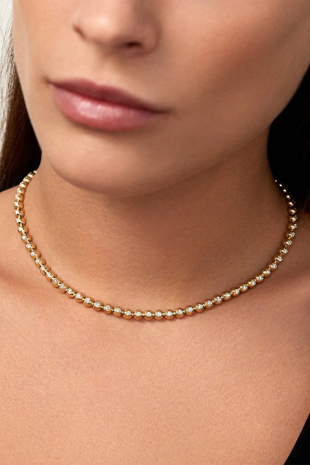 MELISSA KAYE-Small Audrey Tennis Necklace-YELLOW GOLD
