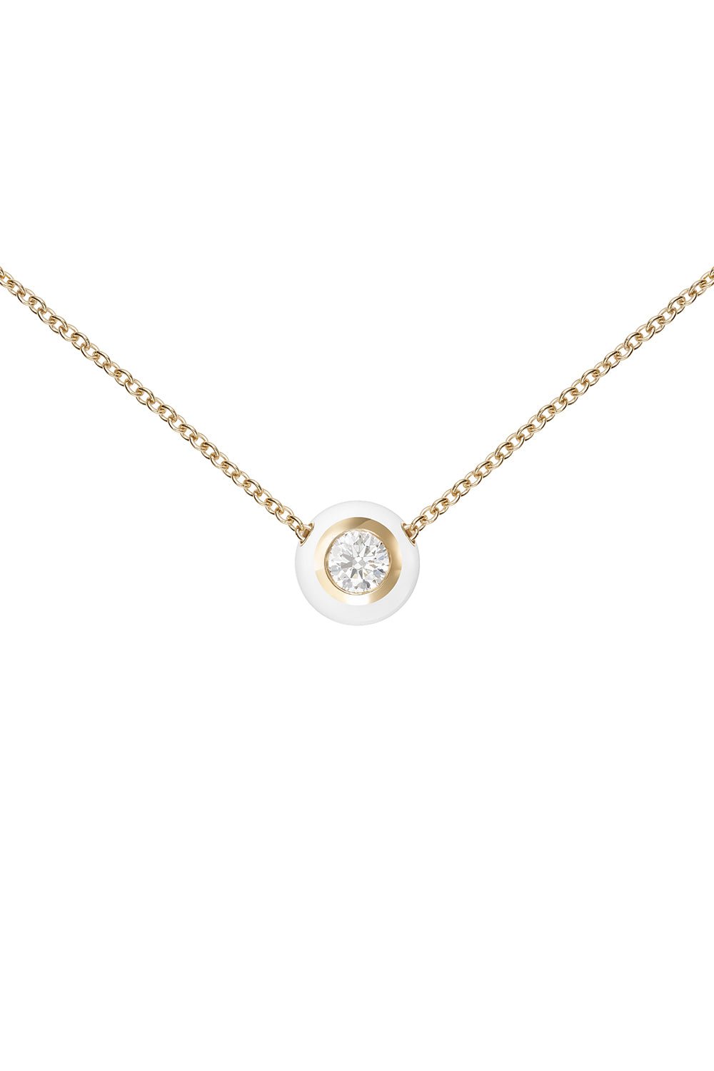MELISSA KAYE-Large White Audrey Pendant Necklace-YELLOW GOLD