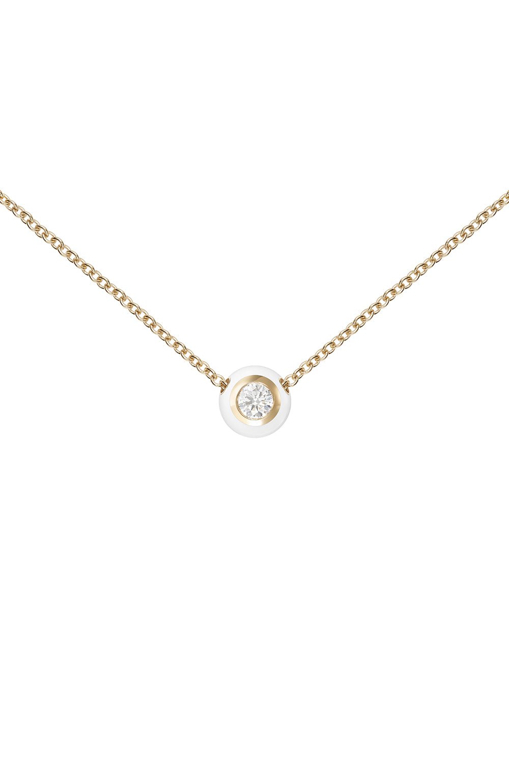 MELISSA KAYE-Small White Audrey Pendant Necklace-YELLOW GOLD