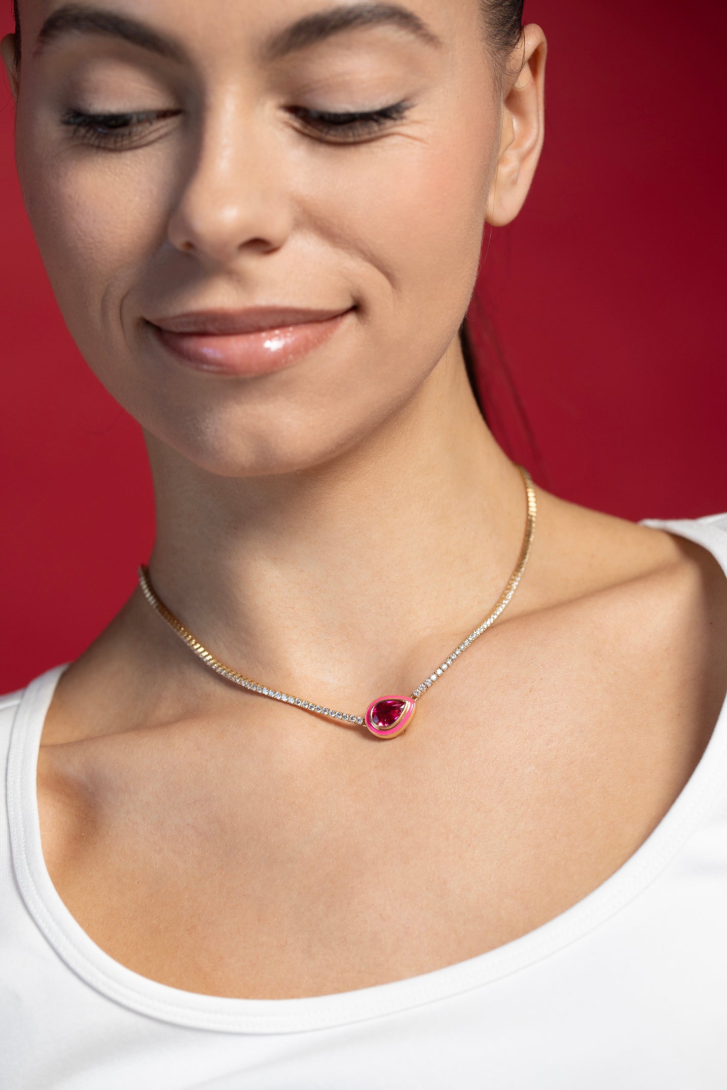 MELISSA KAYE-Lenox Pendant - Tourmaline-YELLOW GOLD