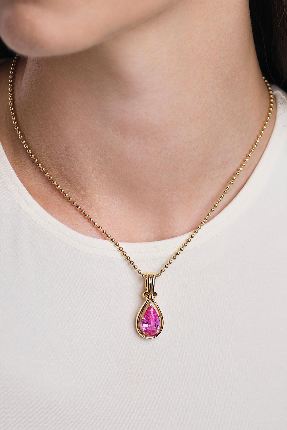  Pink Sapphire Rocky Pear Charm-YELLOW GOLD-JEWELRYFINE JEWELPENDANT-MELISSA KAYE 