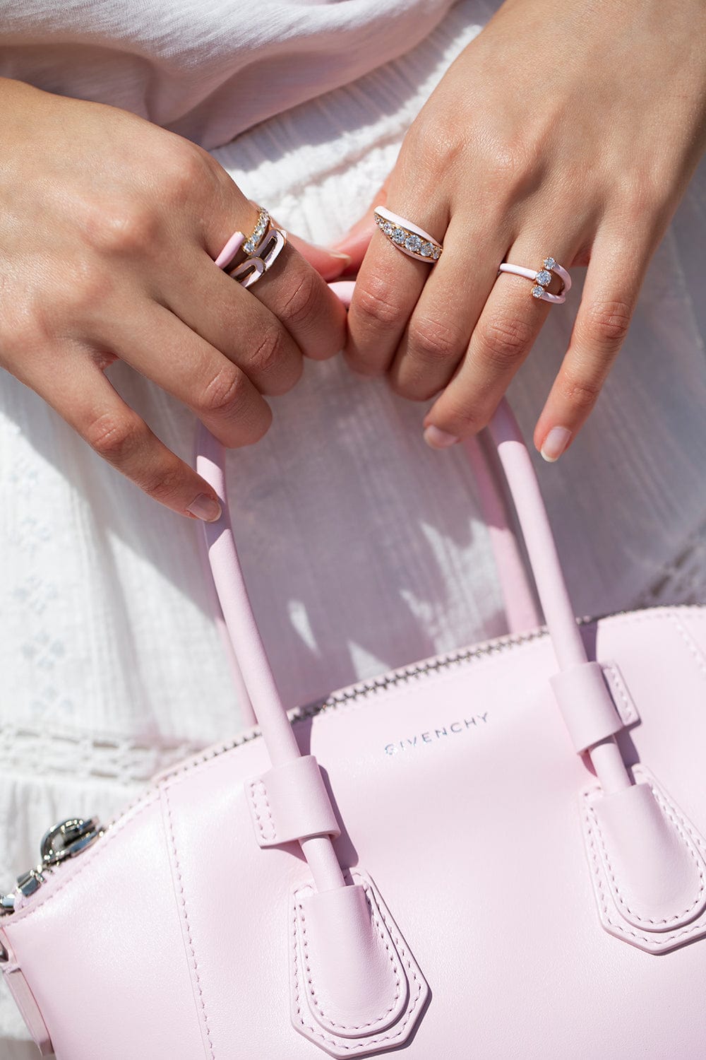 MELISSA KAYE-Pastel Pink Aria Moon Ring-ROSE GOLD