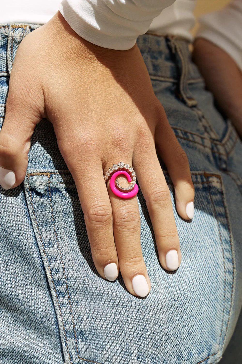 MELISSA KAYE-Neon Pink Riley Ring-ROSE GOLD