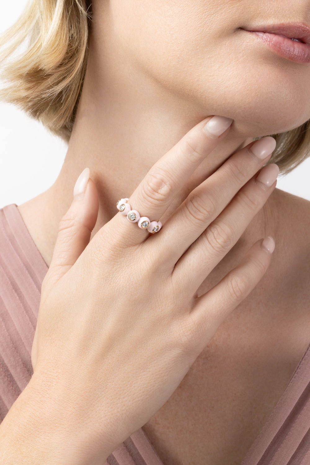 Diamond Pastel Pink Audrey Eternity Ring-ROSE GOLD-JEWELRYFINE JEWELRING-MELISSA KAYE