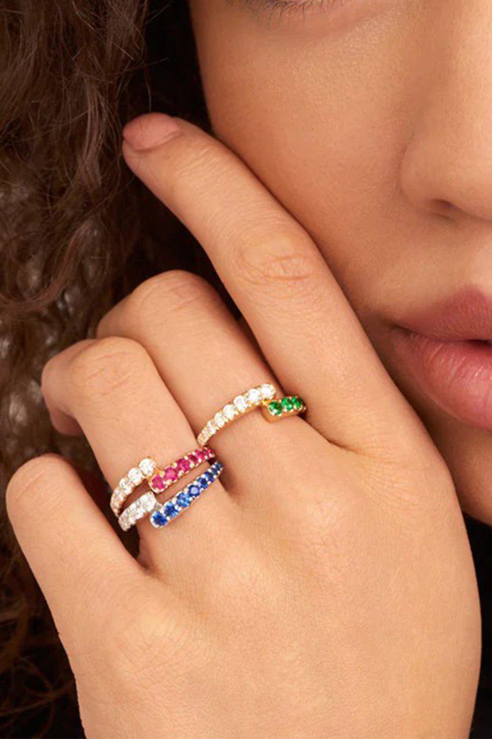 MELISSA KAYE-Lola Ring - Blue Sapphire-WHITE GOLD