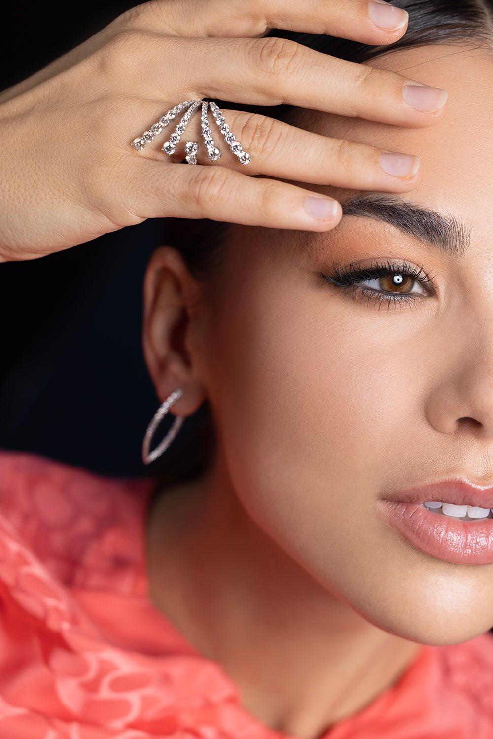 MELISSA KAYE-Aria Cascade Ring-WHITE GOLD