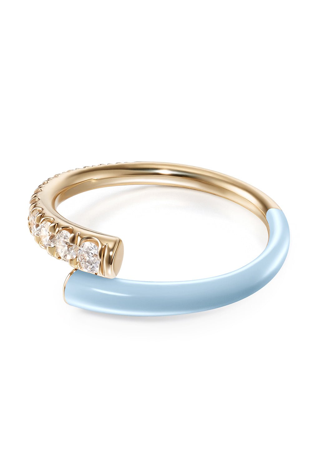 MELISSA KAYE-Blue Enamel Lola Pinky Ring-YELLOW GOLD