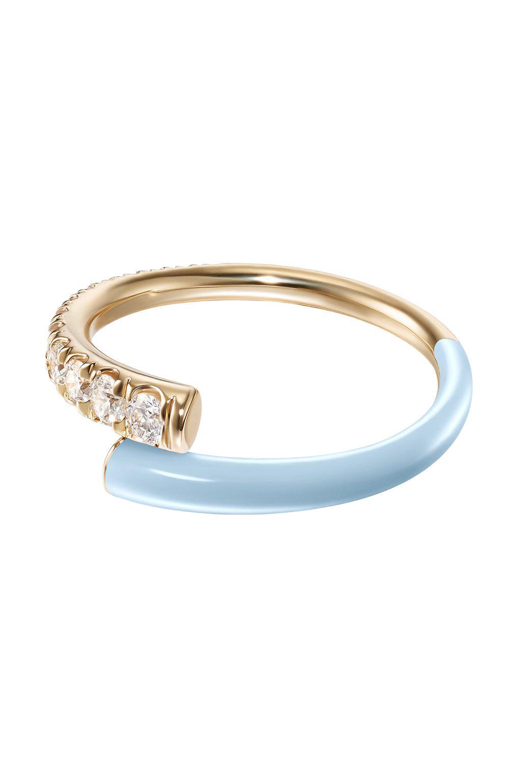 Pastel Blue Lola Pinky Ring-YELLOW GOLD-3-JEWELRYFINE JEWELRING-MELISSA KAYE
