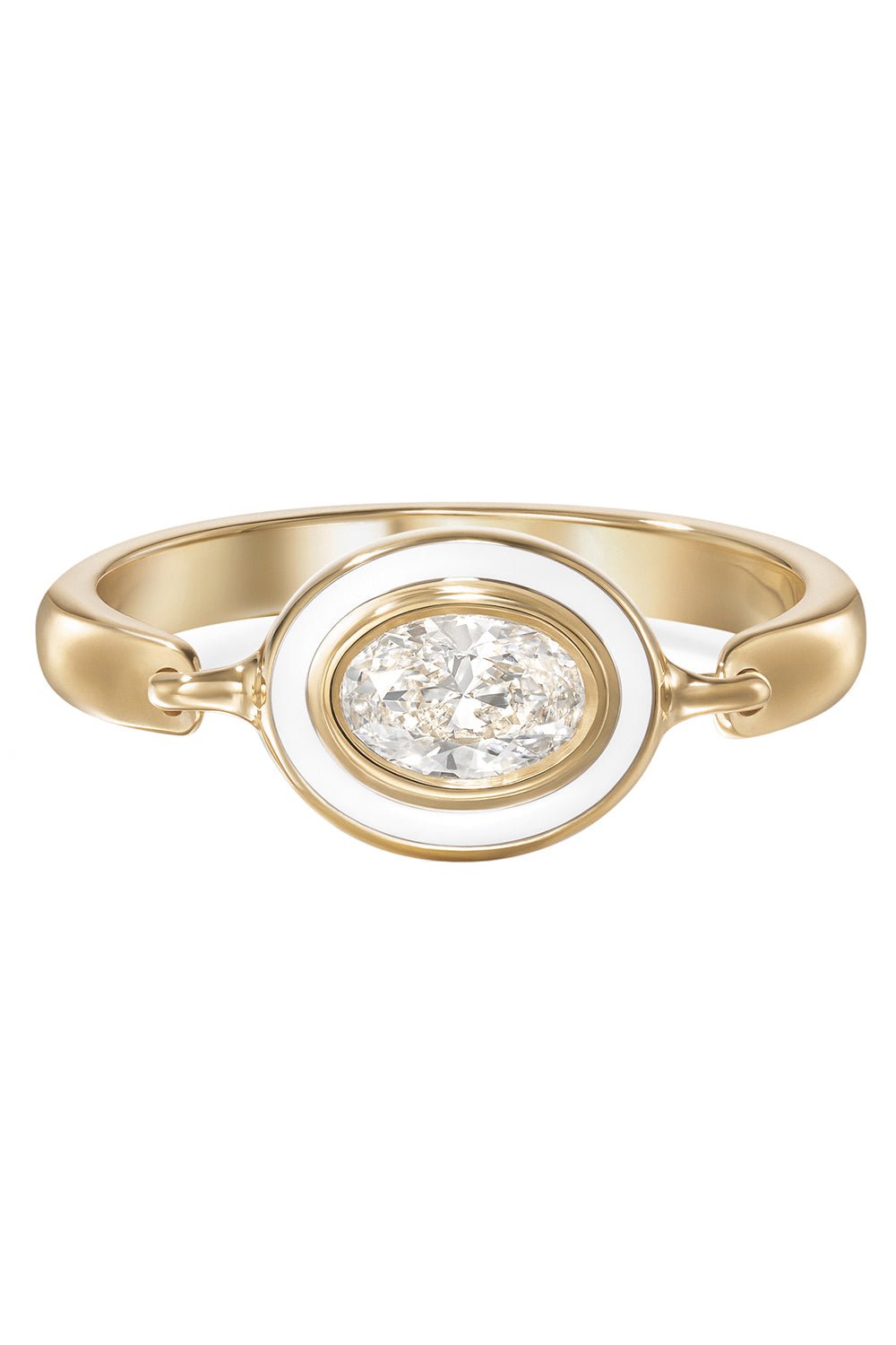 MELISSA KAYE-Lenox Reign Ring - White Enamel-YELLOW GOLD