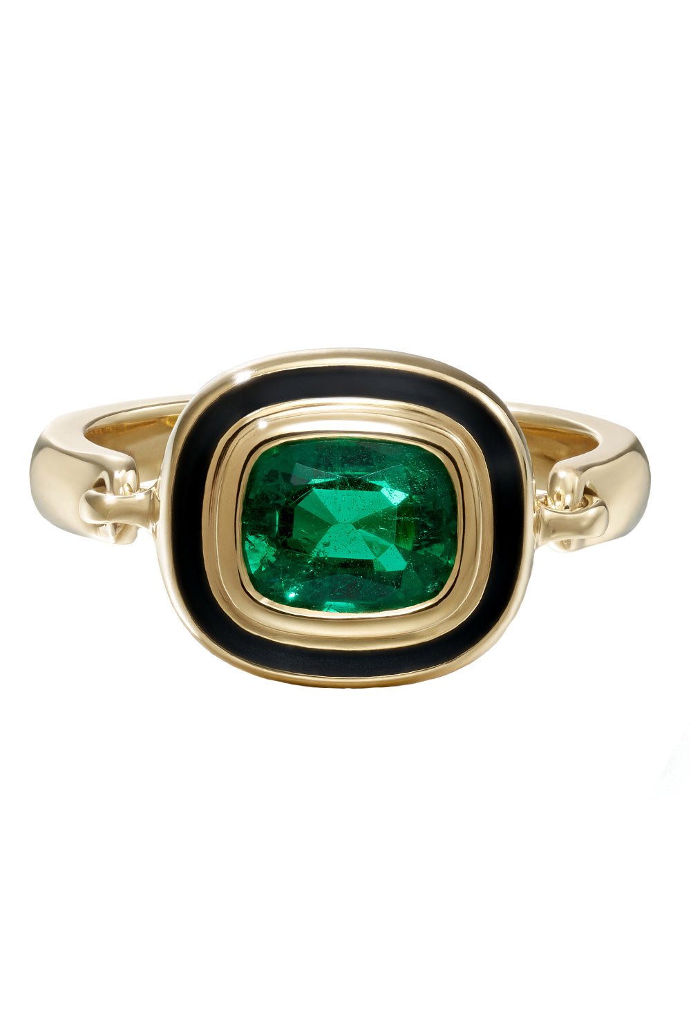 MELISSA KAYE-Lenox Ring - Emerald-YELLOW GOLD