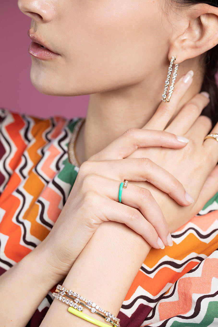 MELISSA KAYE-Lola Ring - Turquoise-YELLOW GOLD