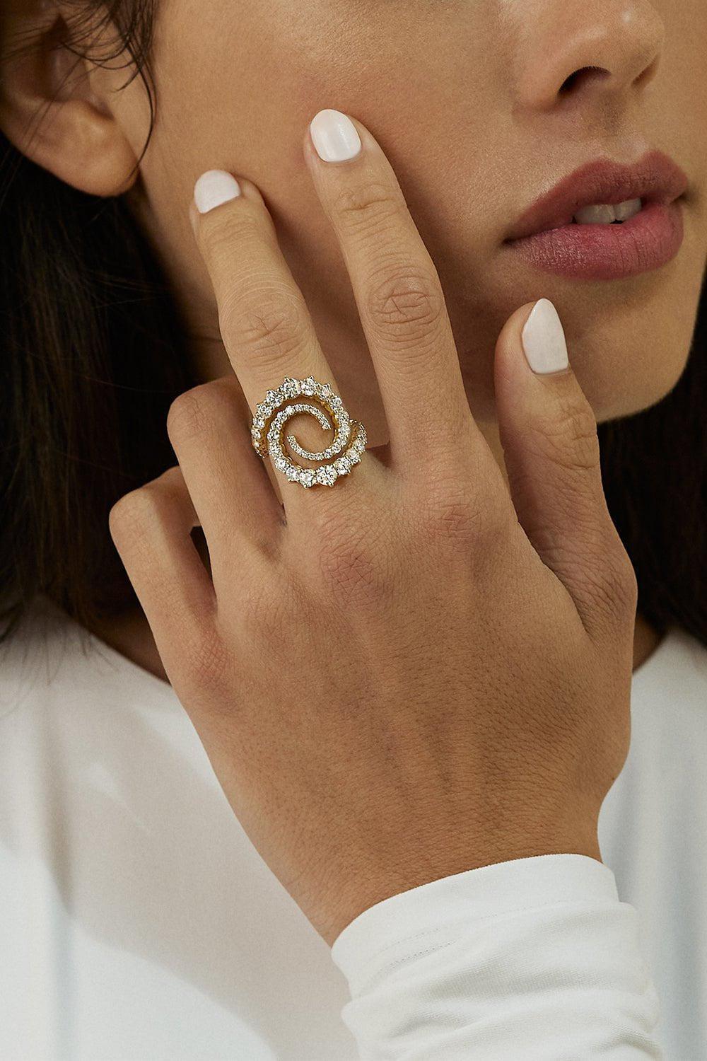 MELISSA KAYE-Diamond Riley Ring-YELLOW GOLD