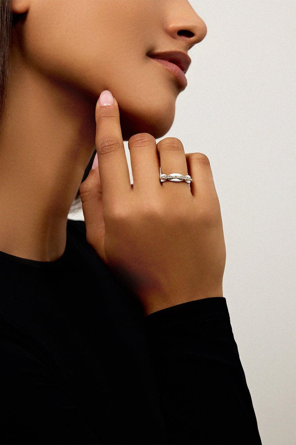 MELISSA KAYE-White Ada Ring-YELLOW GOLD