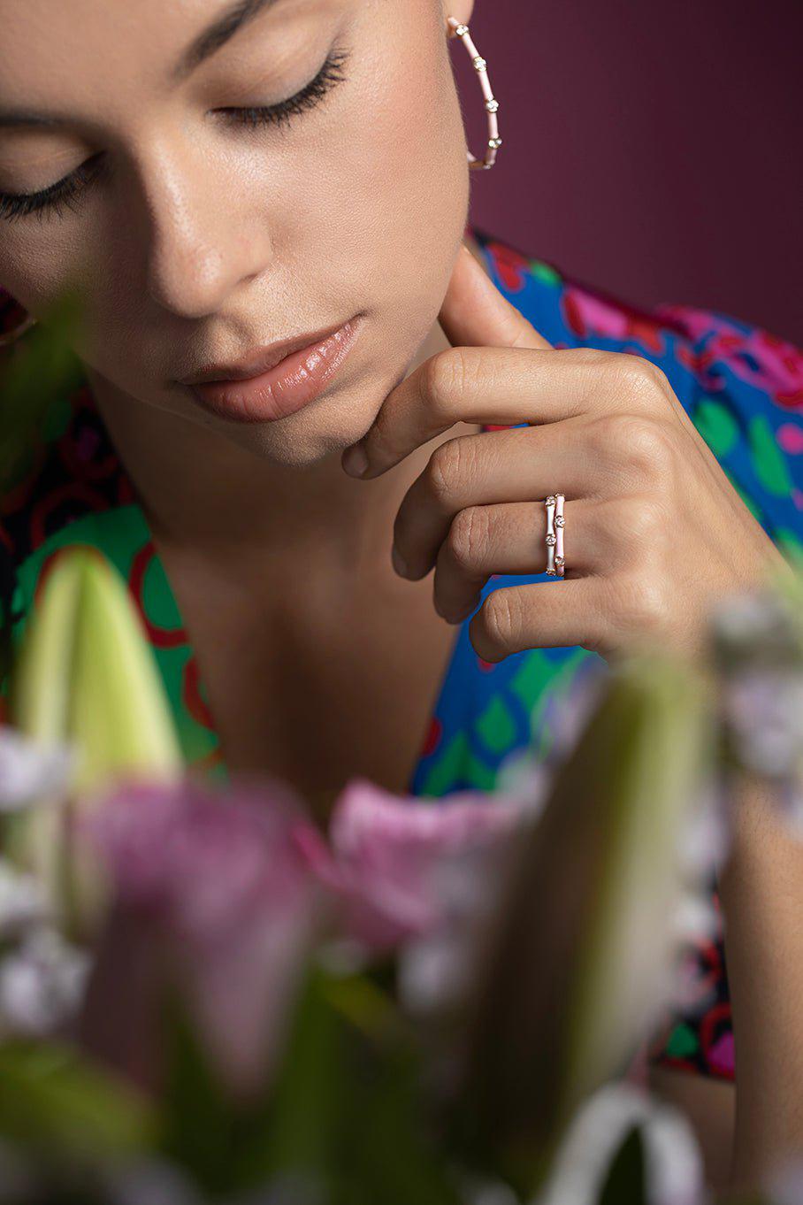 MELISSA KAYE-Zea White Enamel Ring-