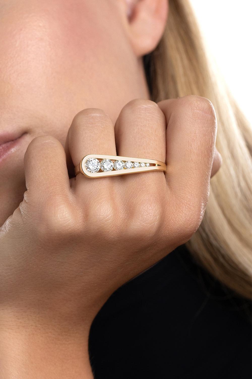 Diamond Two Finger Daphne Joy Ring-YELLOW GOLD-6.5-JEWELRYFINE JEWELRING-MELISSA KAYE
