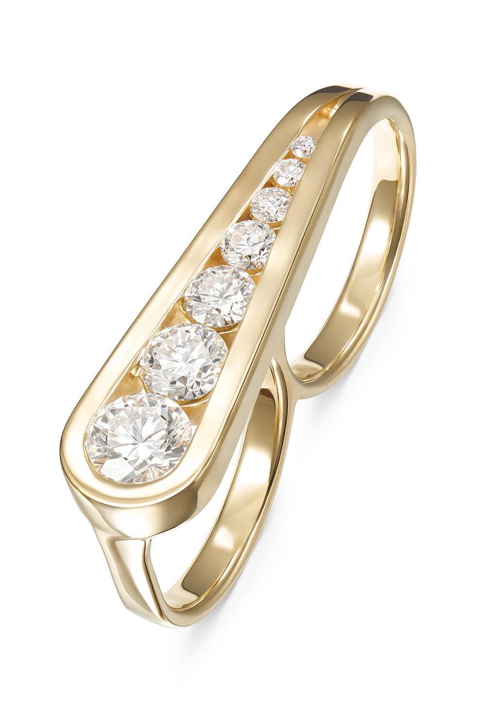 Diamond Two Finger Daphne Joy Ring-YELLOW GOLD-6.5-JEWELRYFINE JEWELRING-MELISSA KAYE