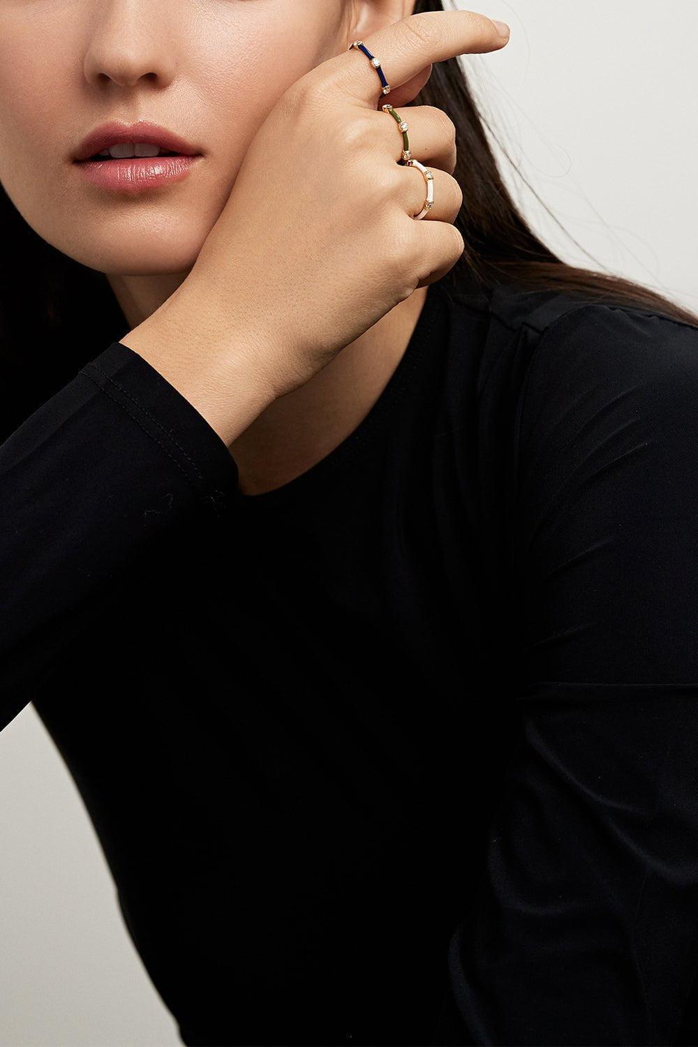 MELISSA KAYE-Pastel Blue Zea Ring-YELLOW GOLD