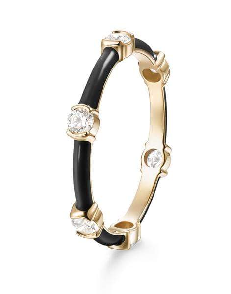 MELISSA KAYE-Zea Black Enamel and Diamond Ring-YELLOW GOLD