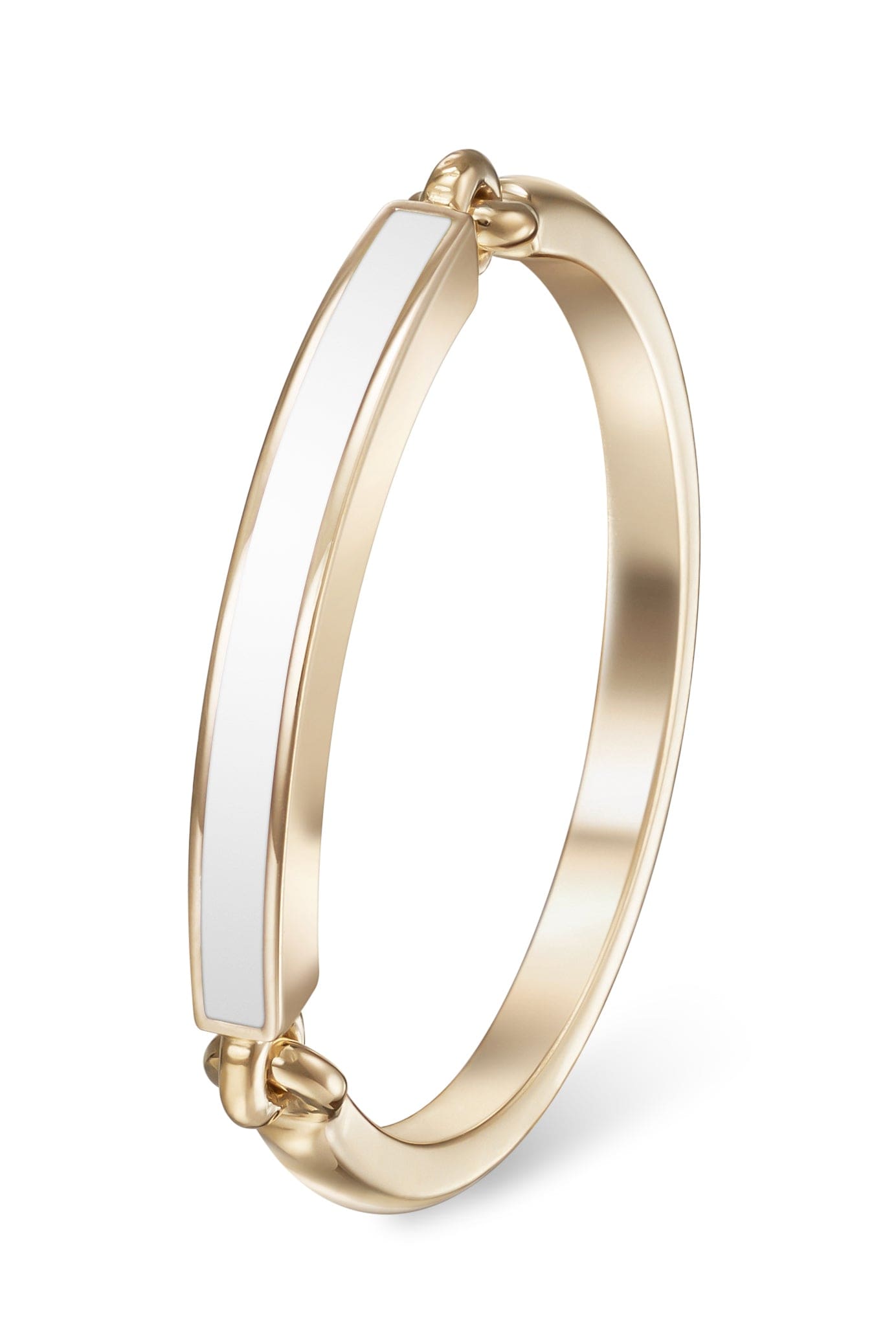 MELISSA KAYE-White Enamel Lenox Ring-YELLOW GOLD
