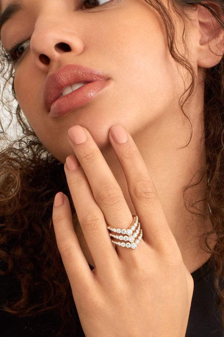 MELISSA KAYE-Aria Triple V Ring-YELLOW GOLD