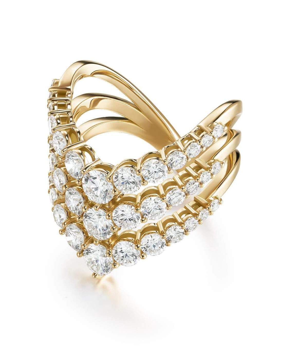 MELISSA KAYE-Aria Triple V Ring-YELLOW GOLD