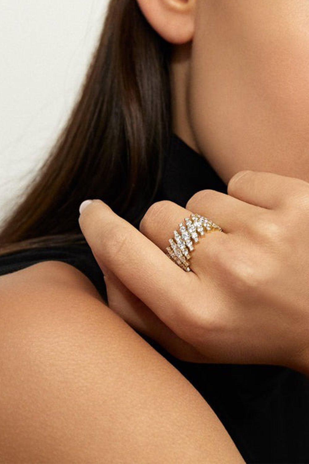 MELISSA KAYE-Diamond Maya Cigar Band-YELLOW GOLD