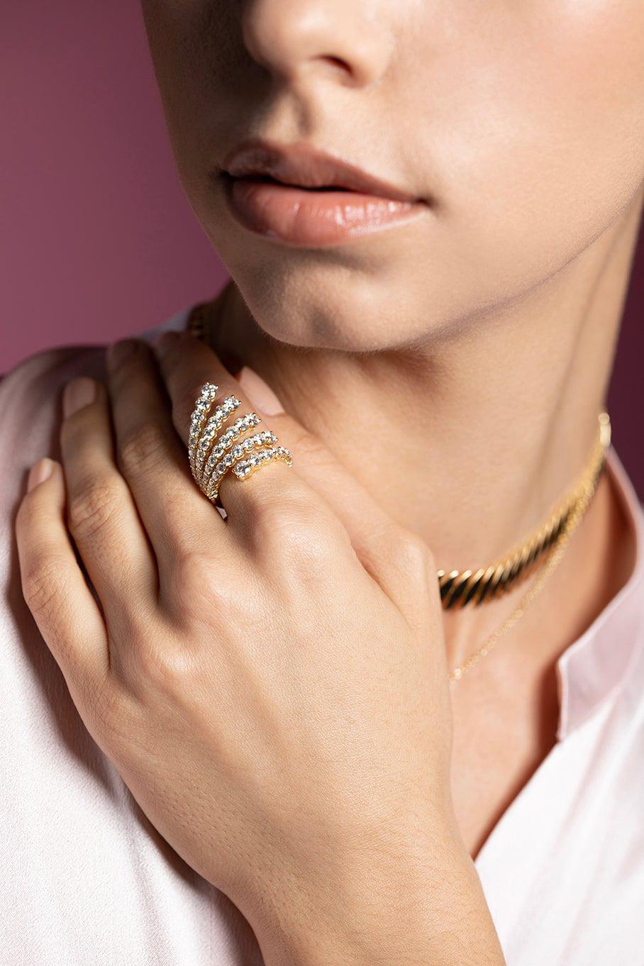 MELISSA KAYE-Dylan Diamond Ring-YELLOW GOLD