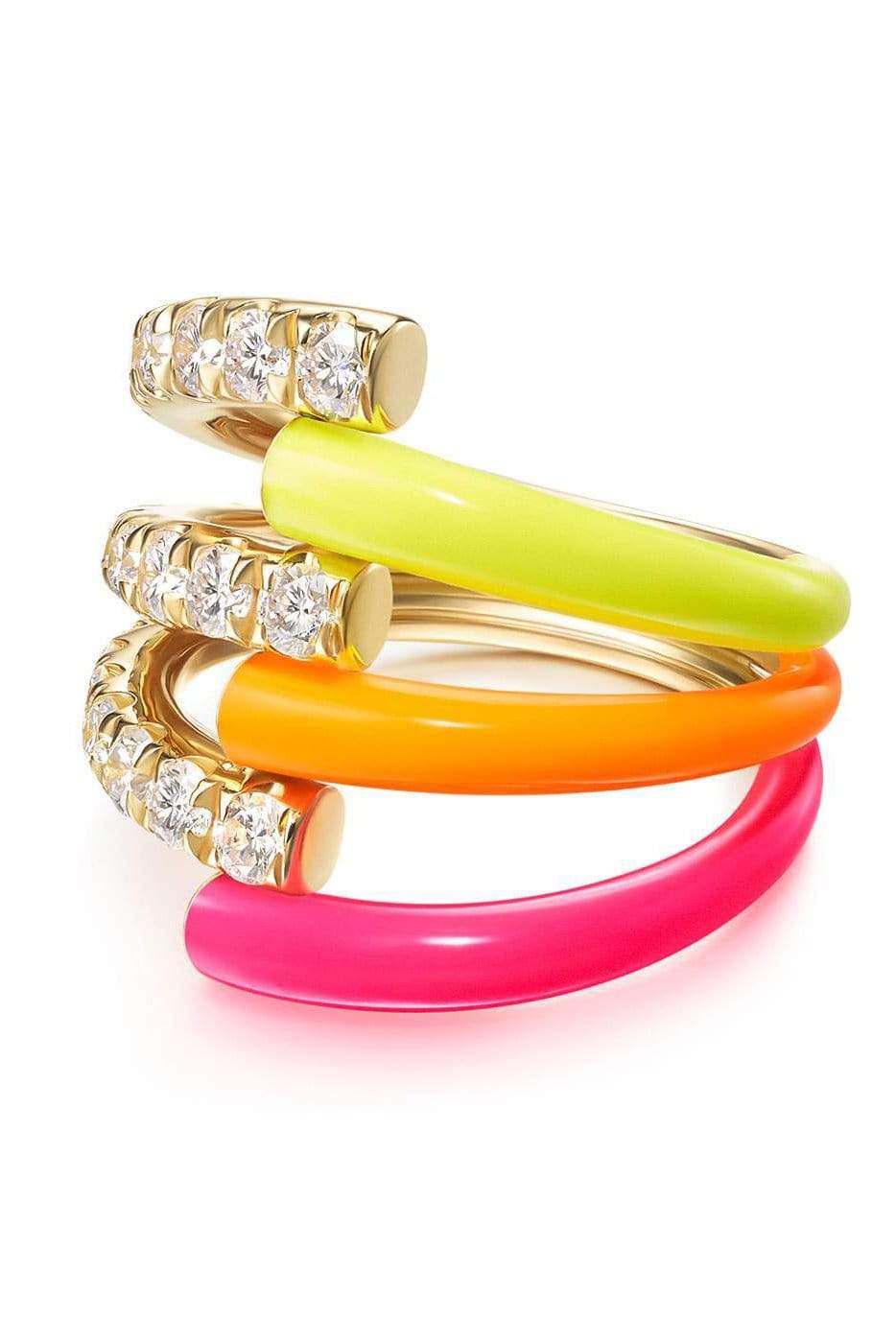 MELISSA KAYE-Neon Lola Triple Ring-YELLOW GOLD