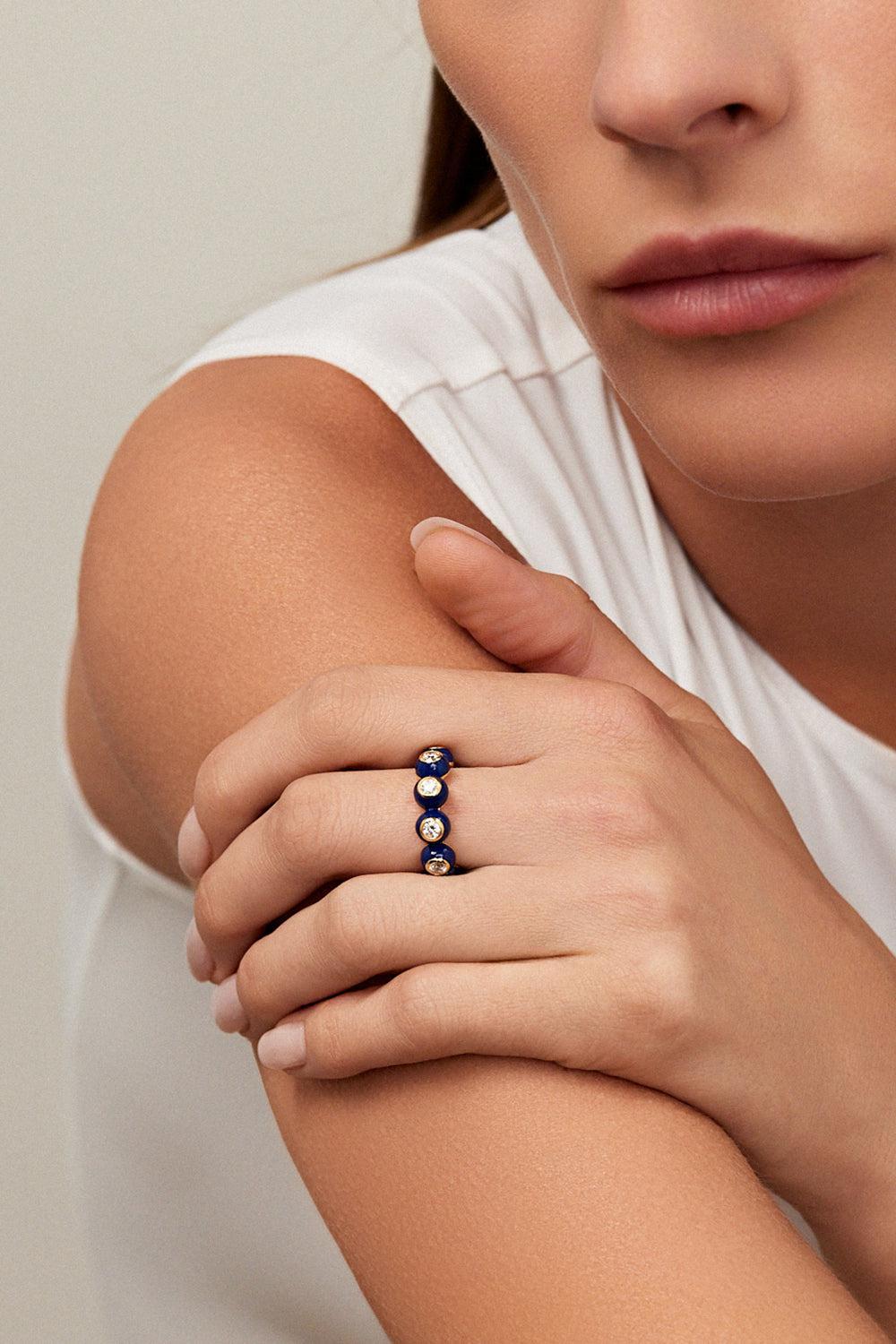 Pastel Blue Audrey Eternity Band-YELLOW GOLD-7-JEWELRYFINE JEWELRING-MELISSA KAYE