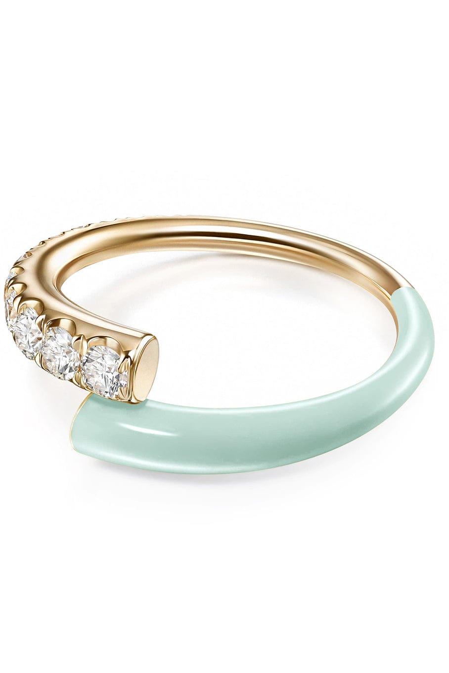 MELISSA KAYE-Pastel Green Diamond Lola Ring-YELLOW GOLD