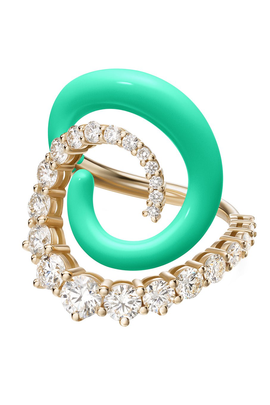 MELISSA KAYE-Riley Swirl Ring - Turquoise-YELLOW GOLD