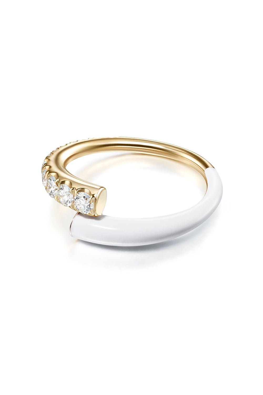 MELISSA KAYE-White Diamond Lola Ring-YELLOW GOLD