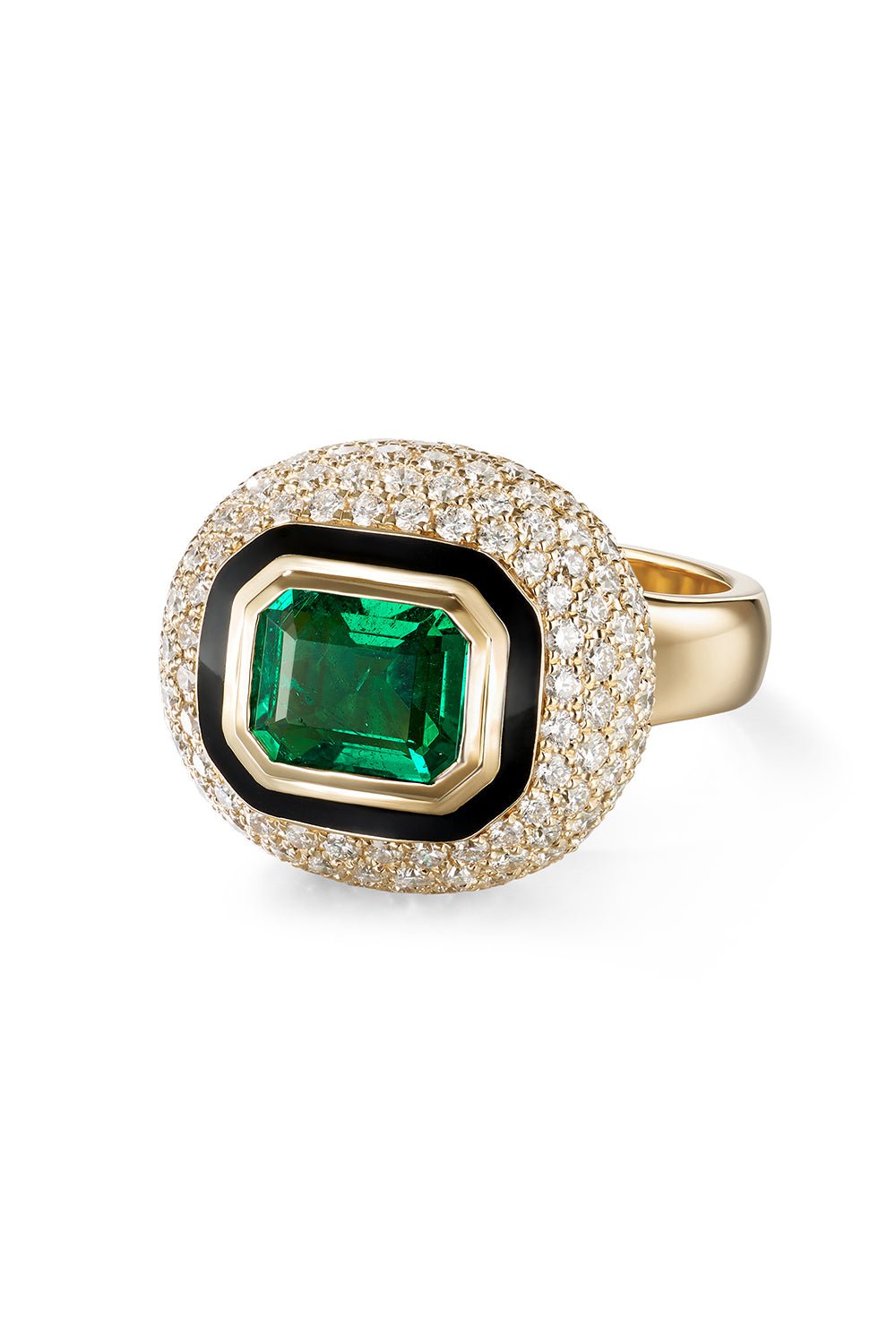 MELISSA KAYE-Lenox Emerald Bubble Ring-YELLOW GOLD