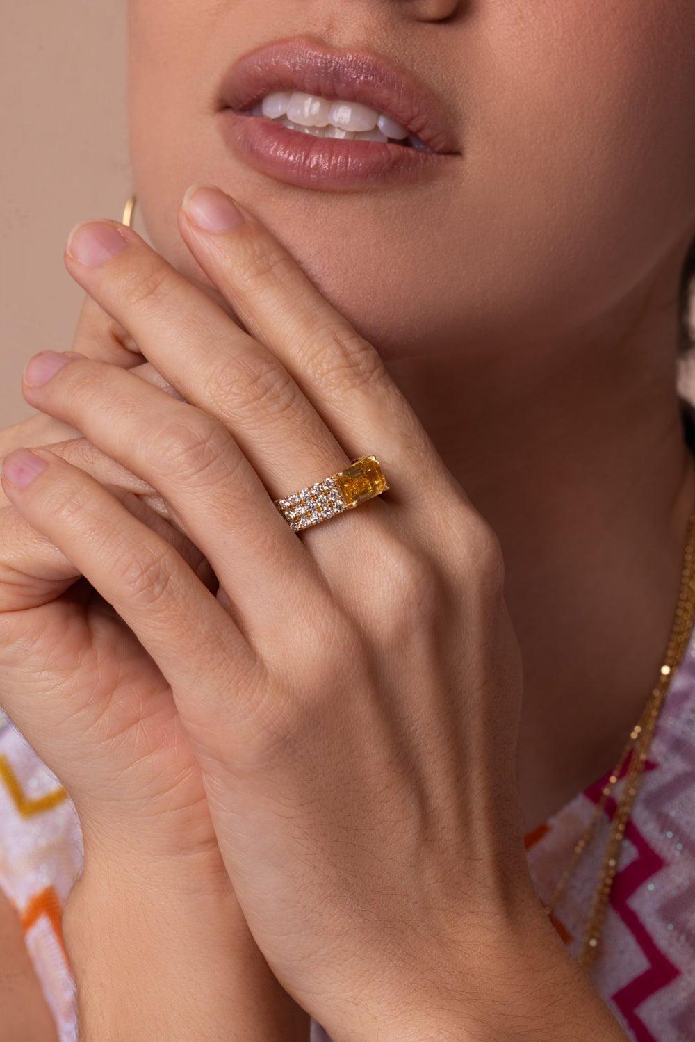 MELISSA KAYE-Lenox Triple Eternity Band-YELLOW GOLD