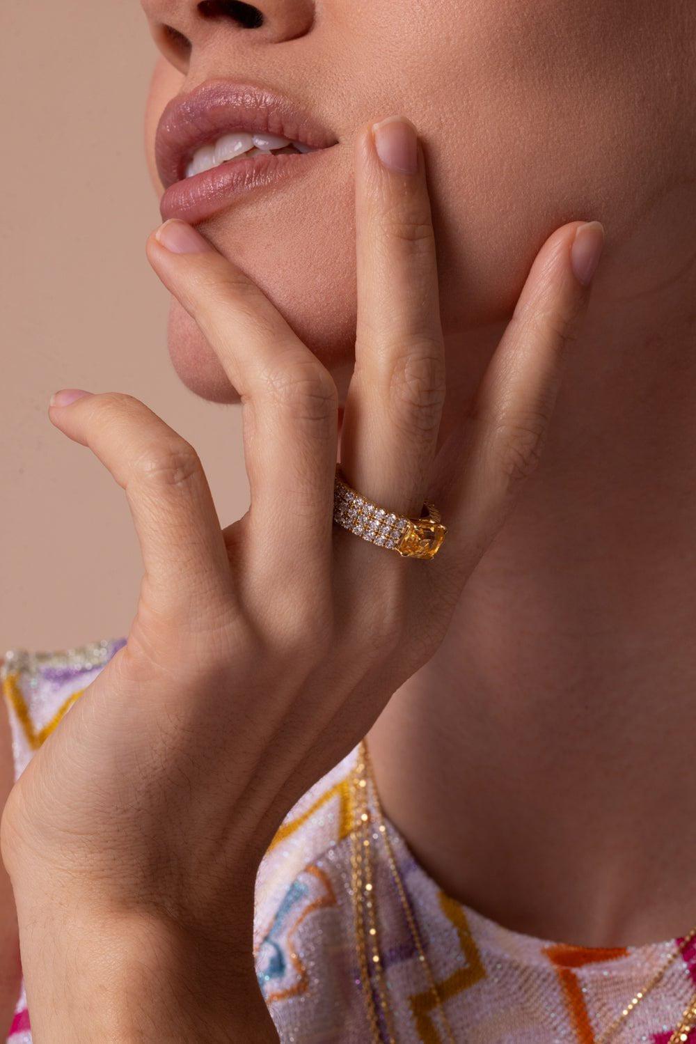 MELISSA KAYE-Lenox Triple Eternity Band-YELLOW GOLD