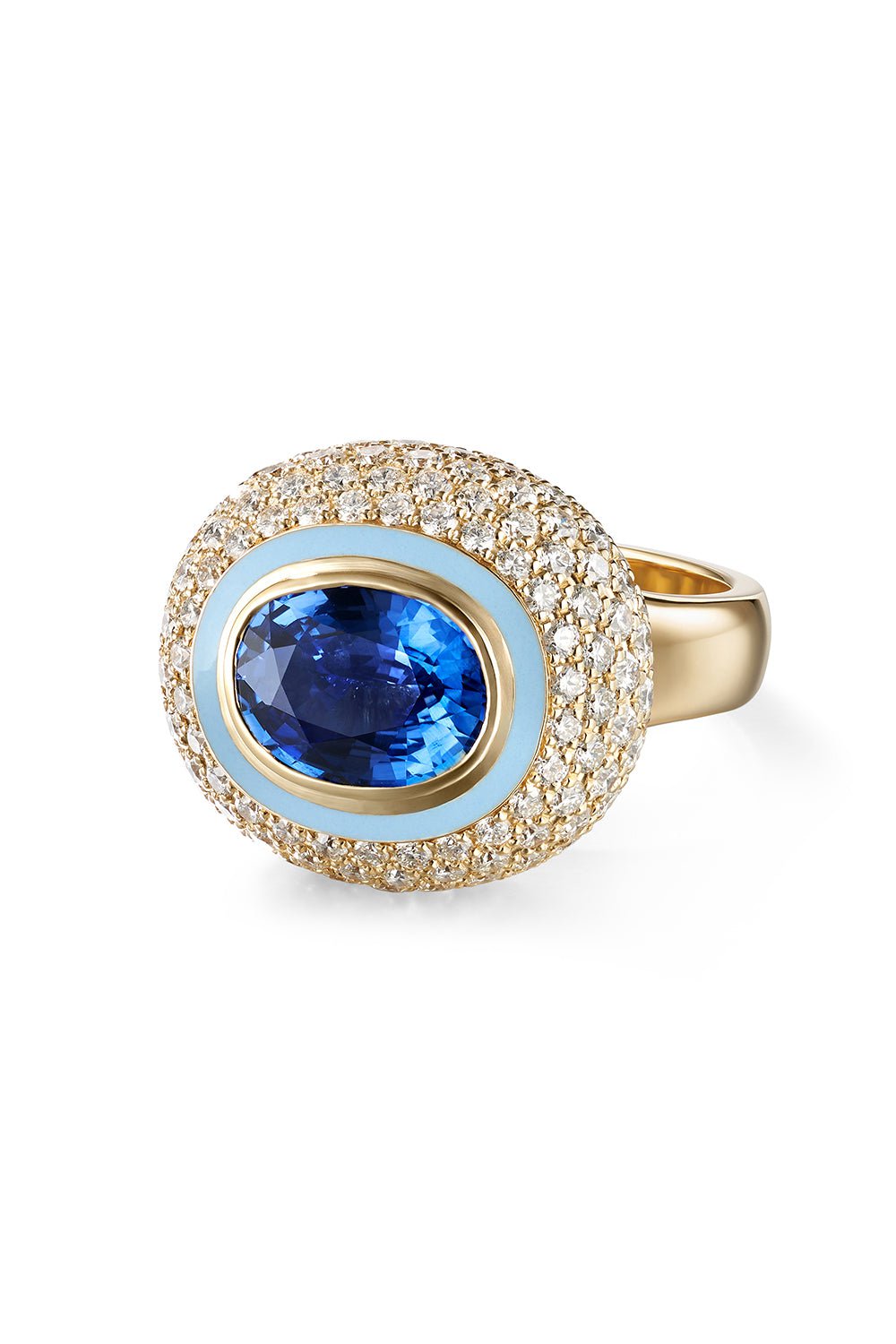 MELISSA KAYE-Lenox Blue Sapphire Bubble Ring-YELLOW GOLD