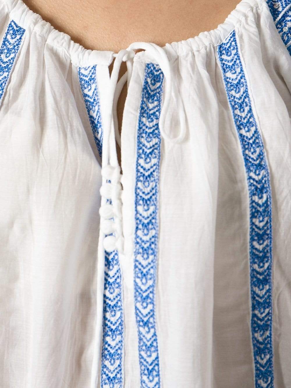 MELISSA ODABASH-Patty Shoulder Detail Tunic Top-WHT/BLUE