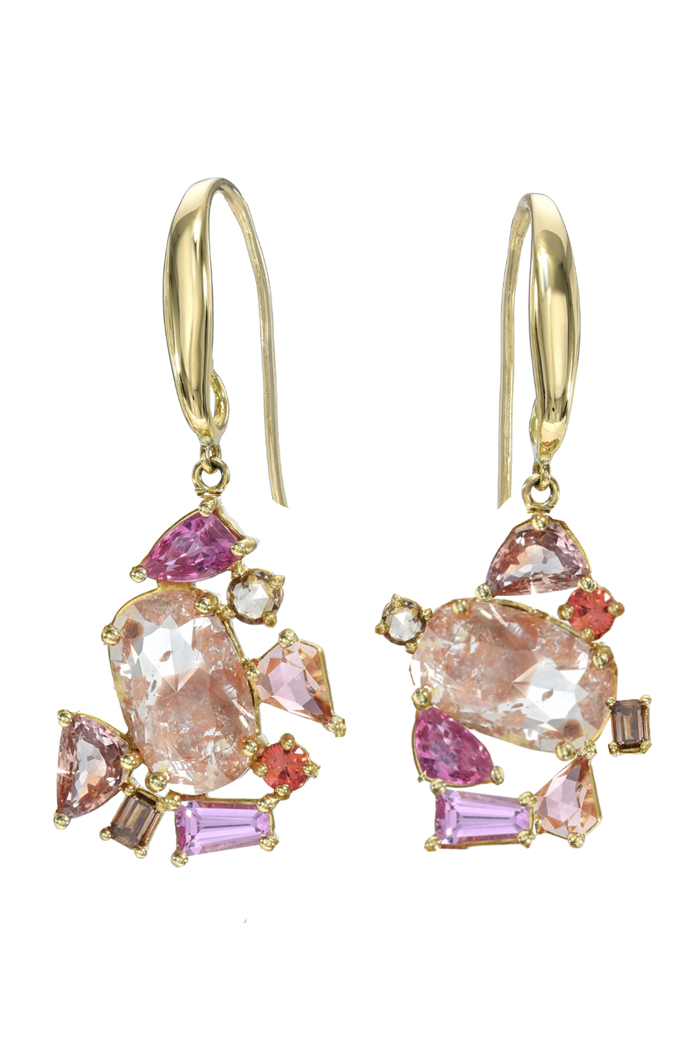 Diamond Geometric Organic Sunset Dangle Earrings-YELLOW GOLD-JEWELRYFINE JEWELEARRING-MEREDITH YOUNG