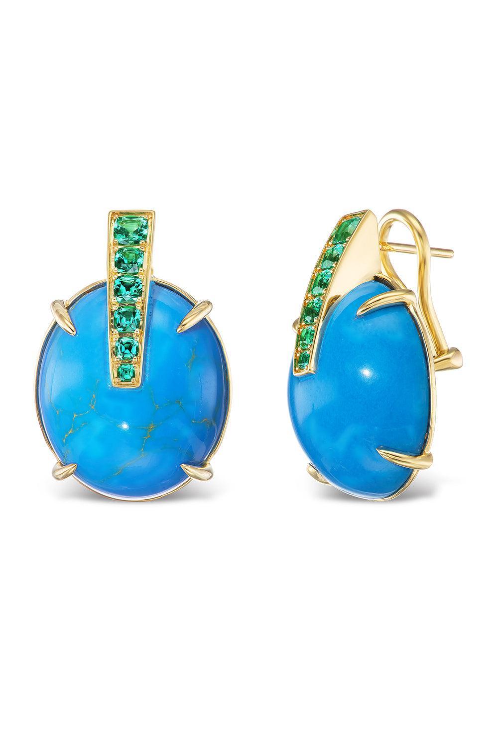 Emerald Futuristic Earrings-YELLOW GOLD-JEWELRYFINE JEWELEARRING-MEREDITH YOUNG