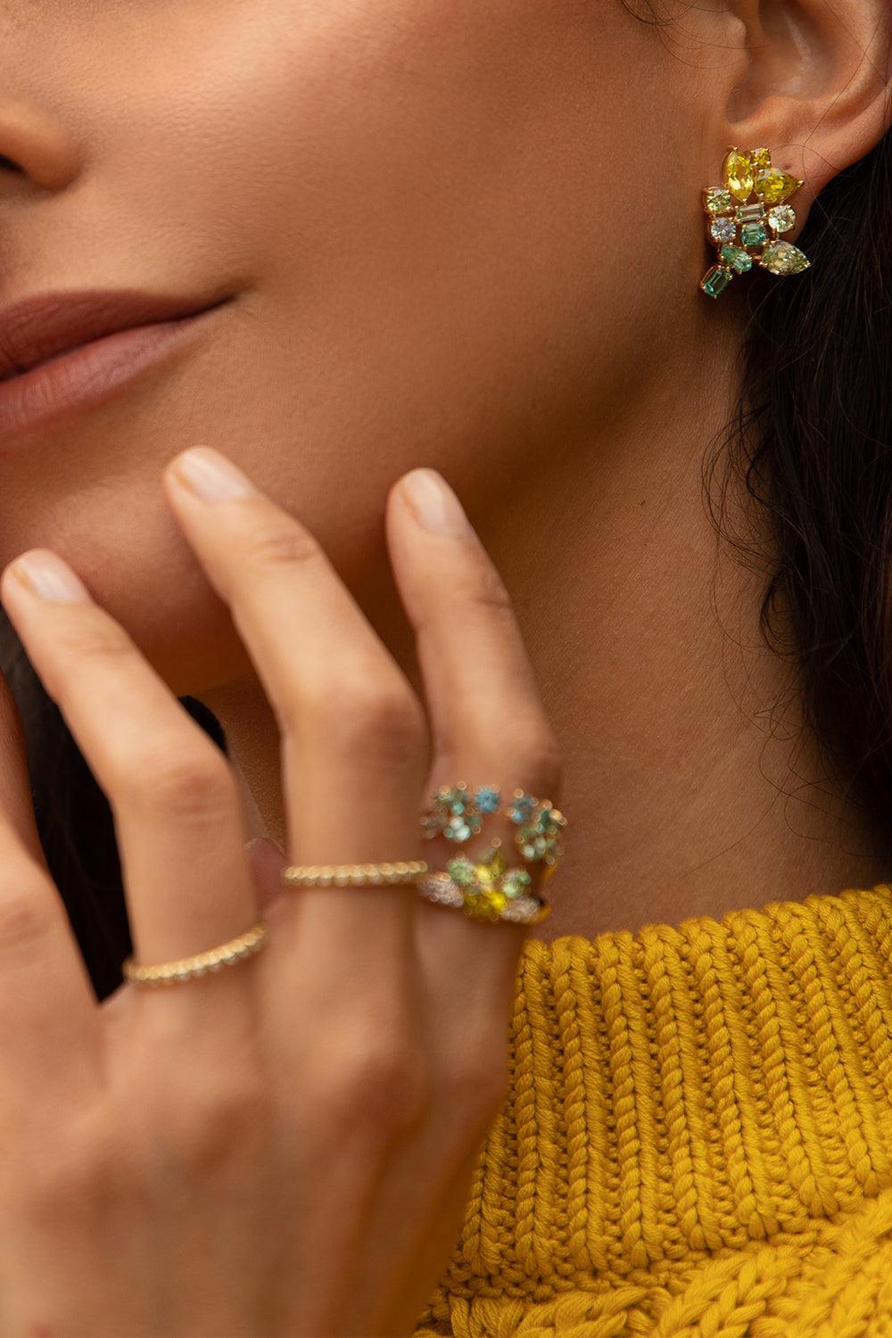 Lagoon Climber Earrings-YELLOW GOLD-JEWELRYFINE JEWELEARRING-MEREDITH YOUNG