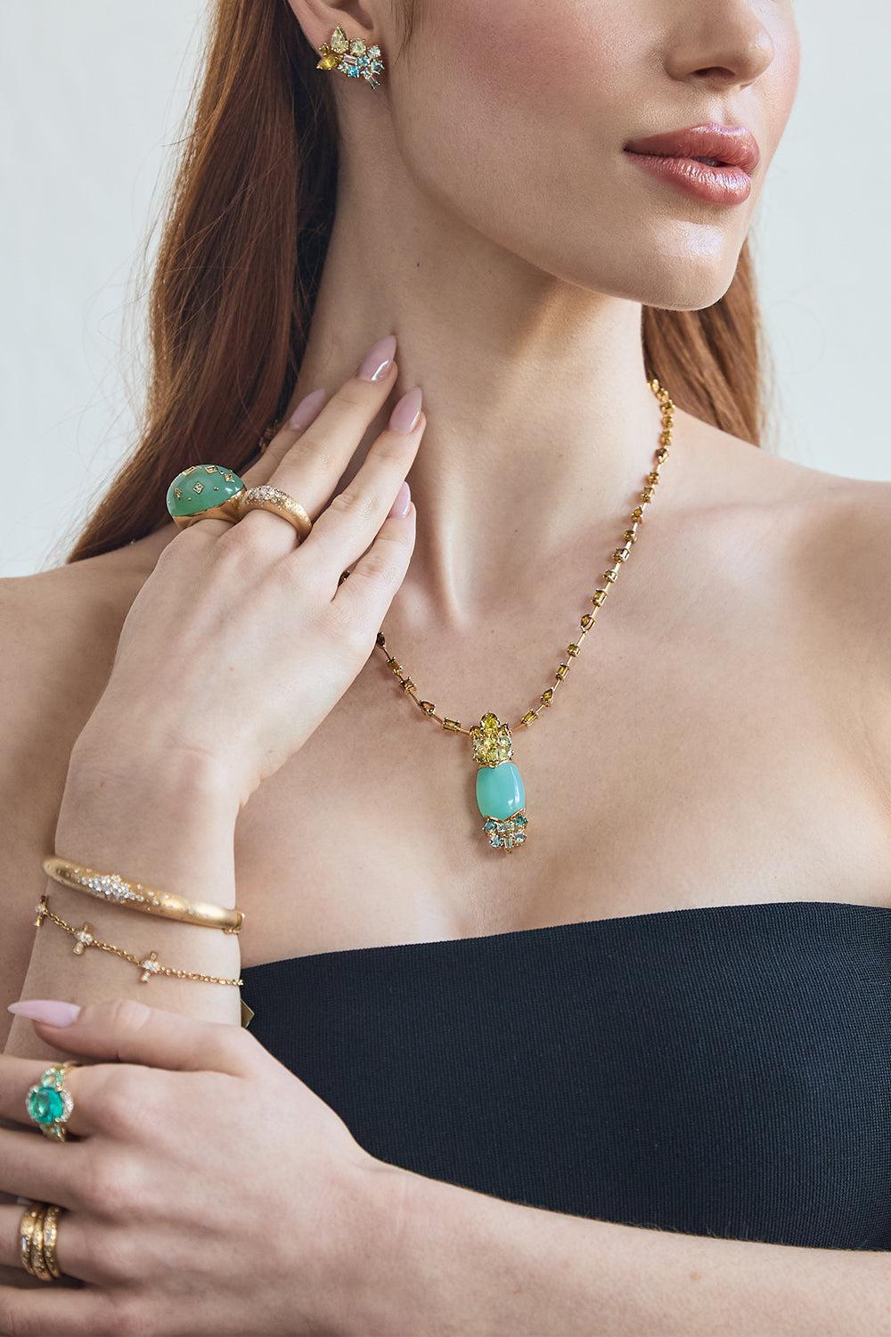 Lagoon Climber Earrings-YELLOW GOLD-JEWELRYFINE JEWELEARRING-MEREDITH YOUNG