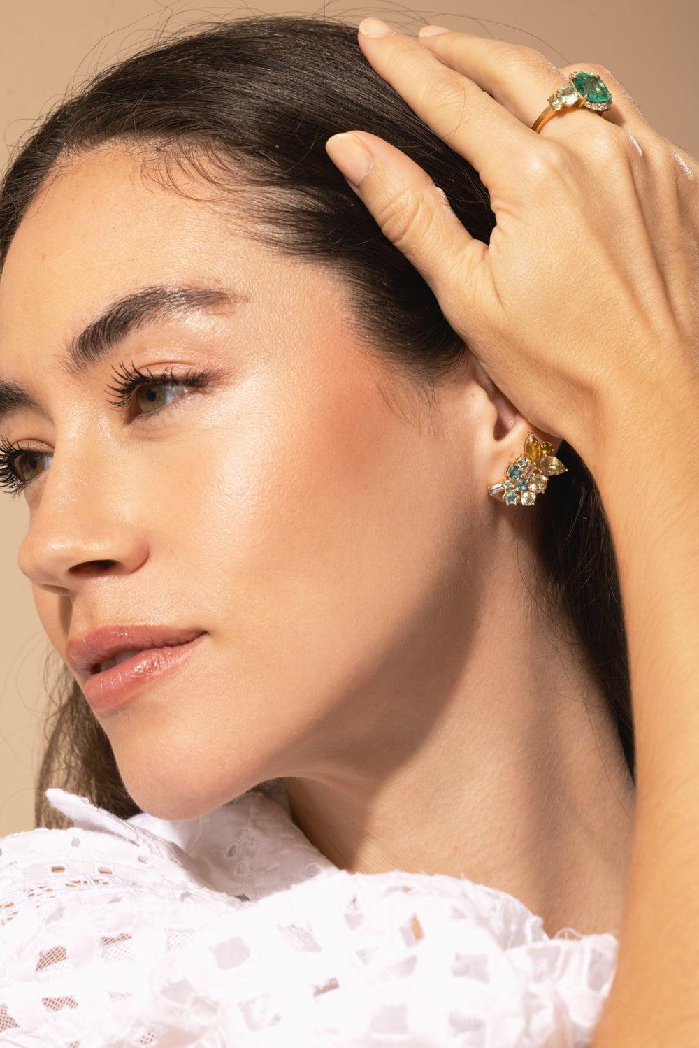 MEREDITH YOUNG-Lagoon Climber Earrings III-YELLOW GOLD