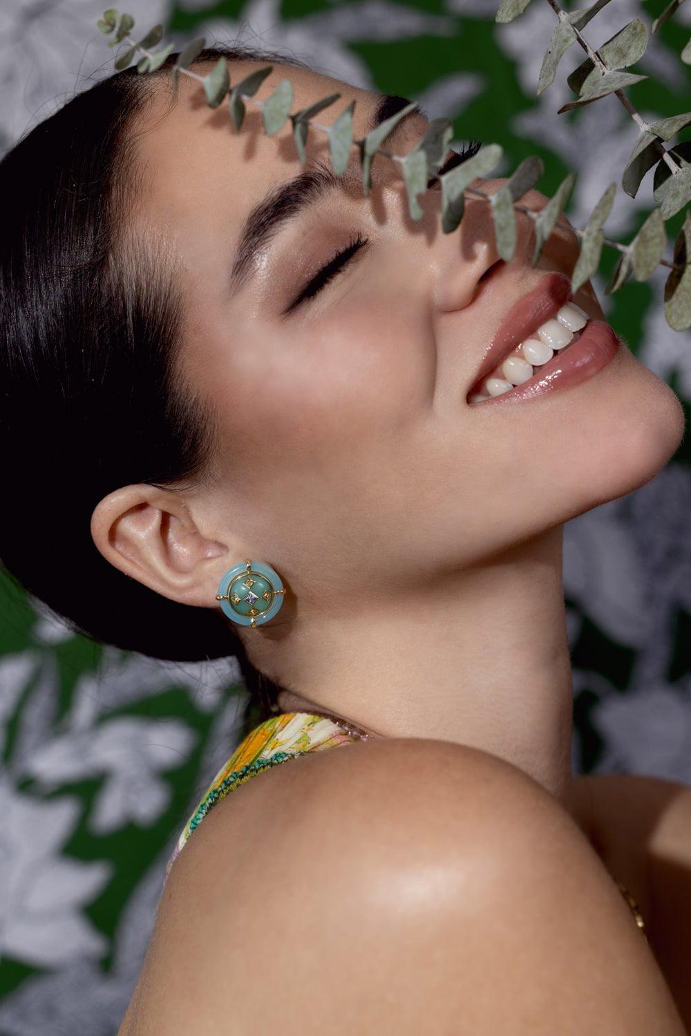 MEREDITH YOUNG-Orbit Lagoon Earrings-YELLOW GOLD