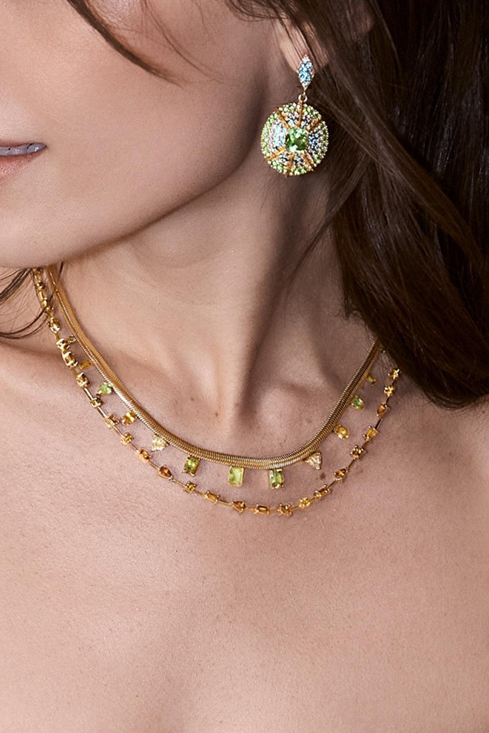 Sapphire Mossy Way Medallion Earrings-YELLOW GOLD-JEWELRYFINE JEWELEARRING-MEREDITH YOUNG