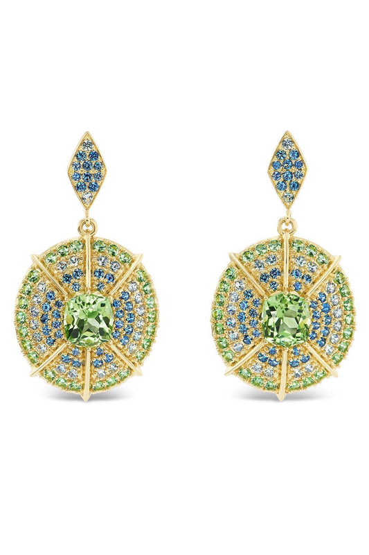 Sapphire Mossy Way Medallion Earrings-YELLOW GOLD-JEWELRYFINE JEWELEARRING-MEREDITH YOUNG